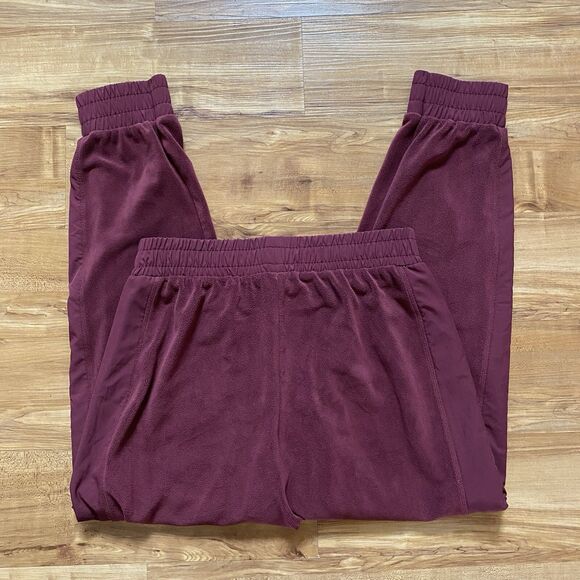 ZYIA Active L Maroon Soft Cozy Fleece Pull-on Joggers Elastic Waist Sweatpants - Picture 6 of 16